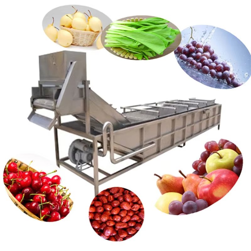 High Efficiency Bubble Washer Machine for Industrial Cleaning Vegetables Fruits Mango Date Blueberry Strawberry New Corn Motor